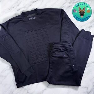 Adidas Tracksuit Large Black Blue Version Goalkeeper Crew Sweatshirt &‎ Pants